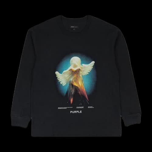 PURPLE BRAND Textured Jersey Long-Sleeve Tee 'Black'