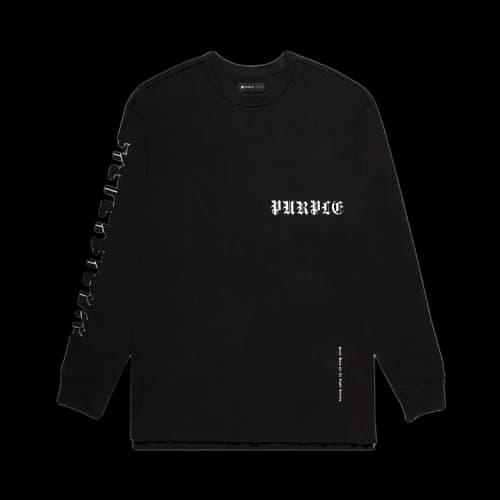 PURPLE BRAND Textured Jersey Long-Sleeve Tee 'Black'