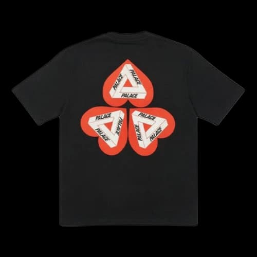 PALACE Heart Shape Tri-FERg Pattern Short Sleeve Unisex Black