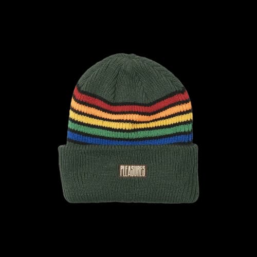 Pleasures Island Striped Beanie 'Green'