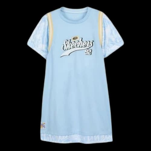 (GS) Skechers Letter Printed Short Sleeve Dress 'Blue Purple'