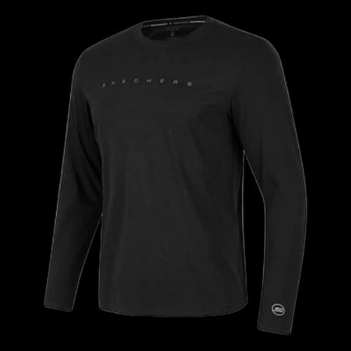 Skechers Solid Color Casual Long Sleeve Sports T-shirt 'Black'