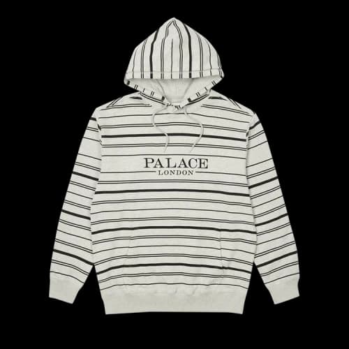 Palace Printed Stripe Hood 'Grey Marl'