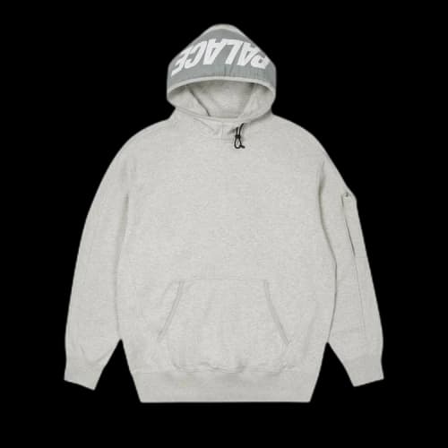 Palace Giant Woven Label Hood 'Grey Marl'