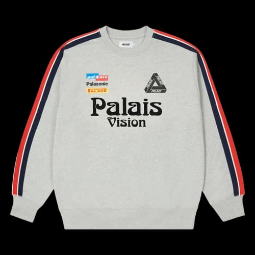 Palace Flag Stripe Crew 'Grey Marl'