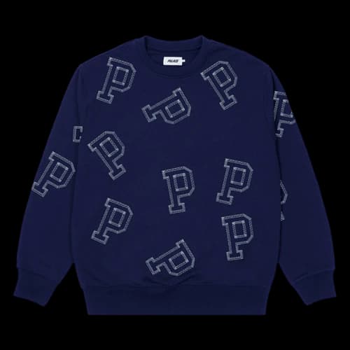 Palace Multi P Flatlock Crew 'Blue'