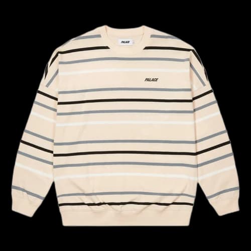 Palace Stripe Drop Shoulder Crew 'Stone'