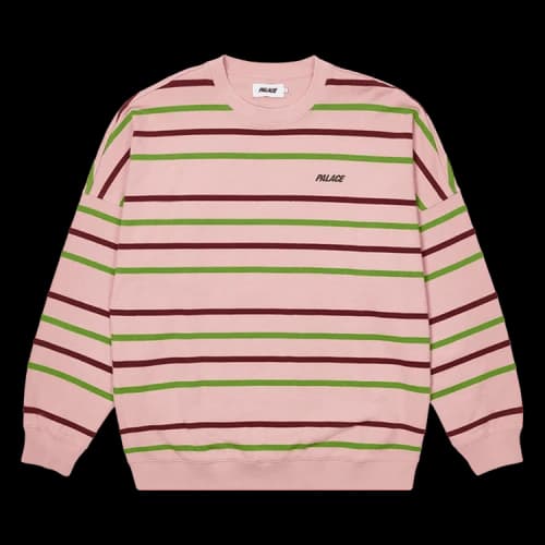 Palace Stripe Drop Shoulder Crew 'Pink'