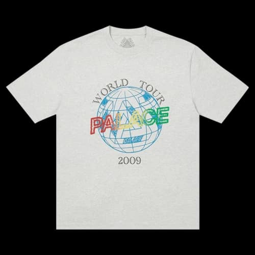 Palace World Tour T-Shirt 'Grey Marl'