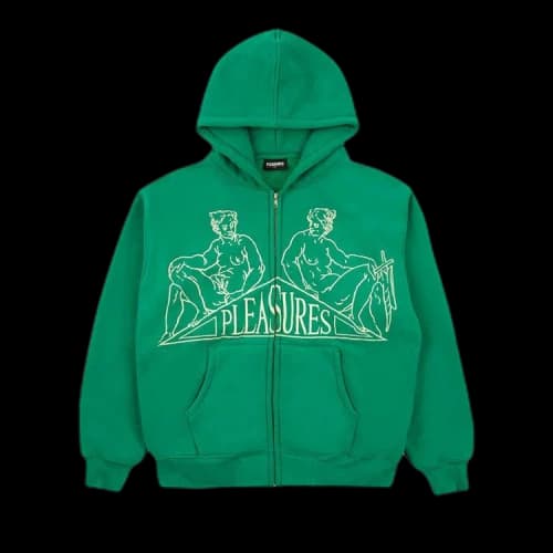 Pleasures Squeeze Zip Up Hoodie 'Green'