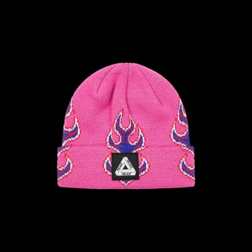 Palace Tri-Ferg Patch Beanie 'Pink Flames'