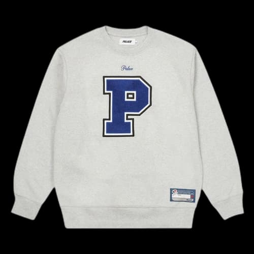 Palace Varsity Applique Crew 'Grey Marl'