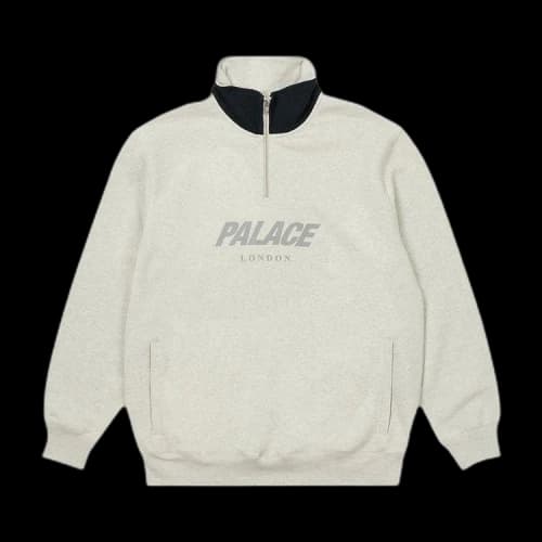 Palace Rib 1/4 Zip Funnel 'Grey Marl'