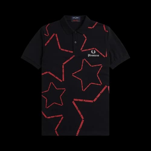 Pleasures Star Print Fred Perry Shirt 'Black'