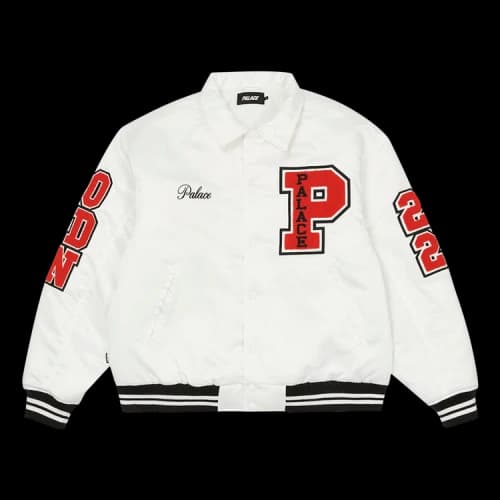 Palace Satin Varsity Jacket 'White'