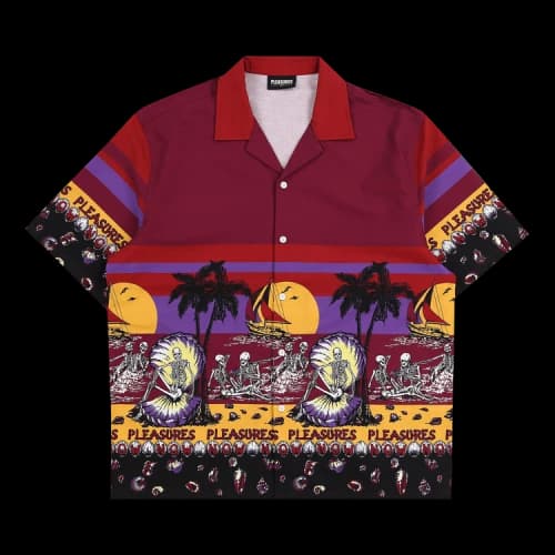 Pleasures Beach Button Down 'Burgundy'