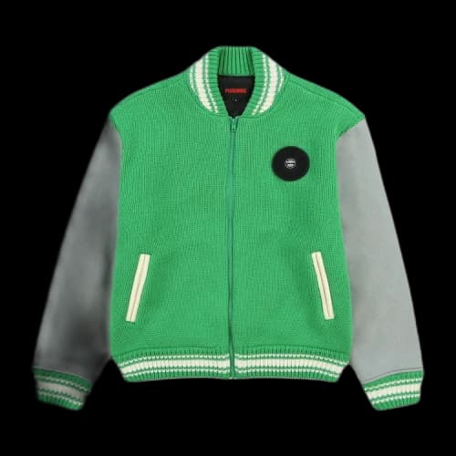 Pleasures Smoke Knitted Varsity Jacket 'Green'
