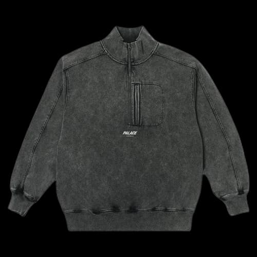 Palace Washed Terry 1/2 Zip Funnel 'Black'