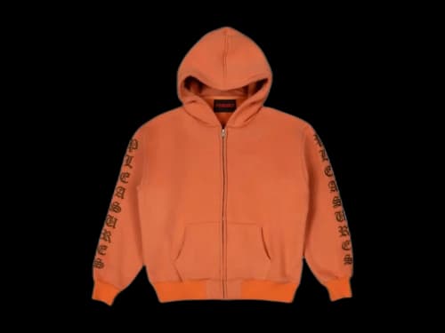 Pleasures Old English Zip Up Hoodie Orange