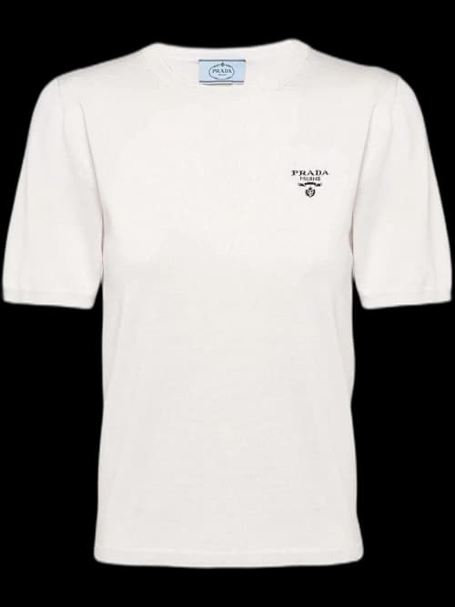Prada Intarsia Knit Short Sleeve Jumper Powder pink