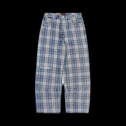 Pleasures Formula Plaid Baggy Jeans 'Navy'