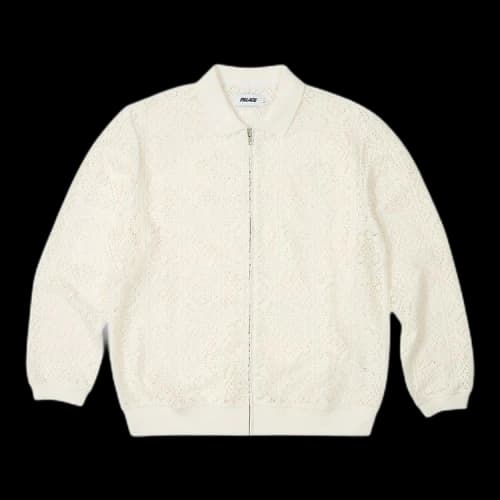 Palace Crochet Zip Long-Sleeve Polo 'White'