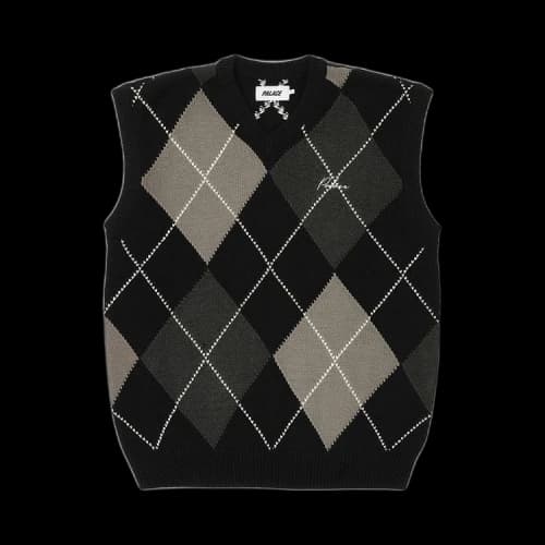 Palace Argyle Knit Vest 'Black/Grey'