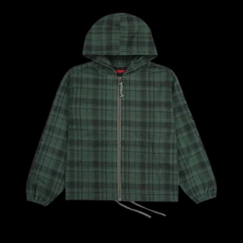 Pleasures Dedicate Plaid Zip Poncho Hoodie 'Green'