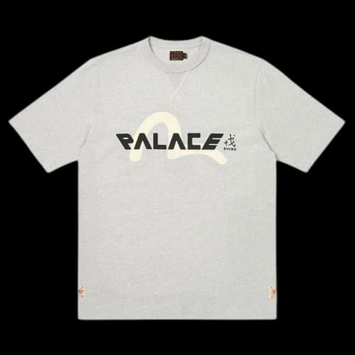 Palace x Evisu Logo T-Shirt 'Grey Marl'