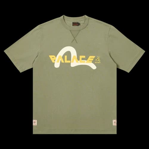 Palace x Evisu Logo T-Shirt 'Olive'