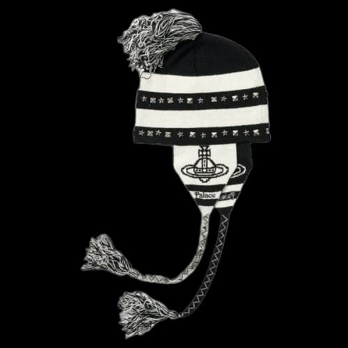 Palace x Vivienne Westwood Orb Knit Earflap Beanie 'Black/White'