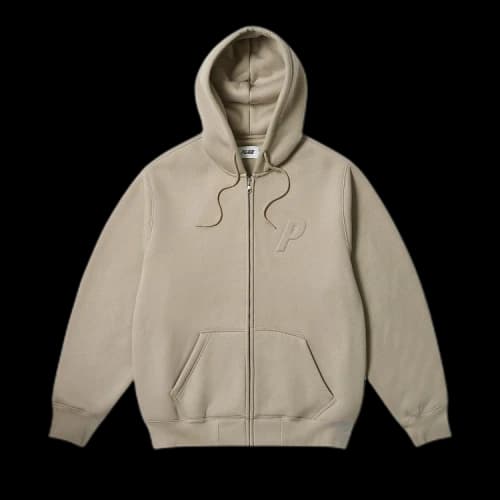 Palace Thermal Embossed P3 Zip Hood 'Stoney Grey'