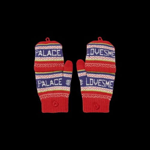 Palace Loves Me Knitted Gloves 'Red'