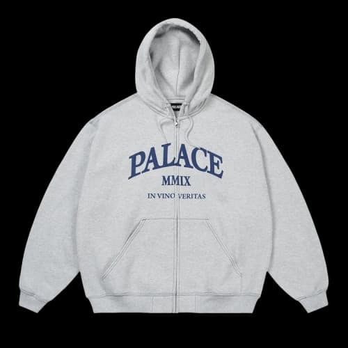 Palace Triple Stitch Veritas Zip Hood 'Grey Marl'