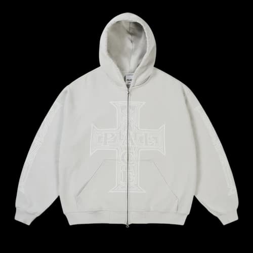 Palace Y So Cross Pigment Hood 'Concrete Grey'