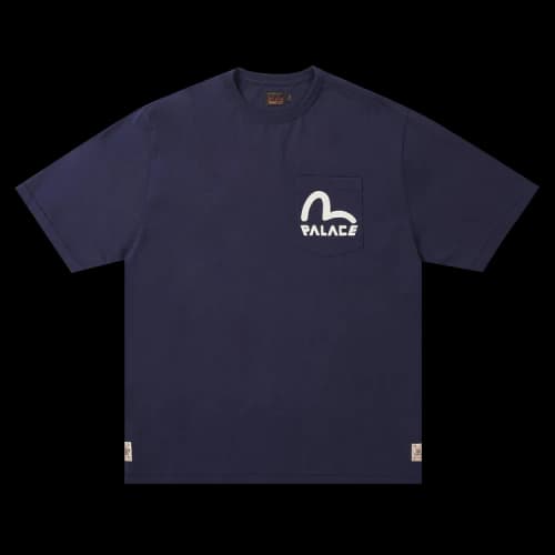 Palace x Evisu Heavy Wash T-Shirt 'Navy'