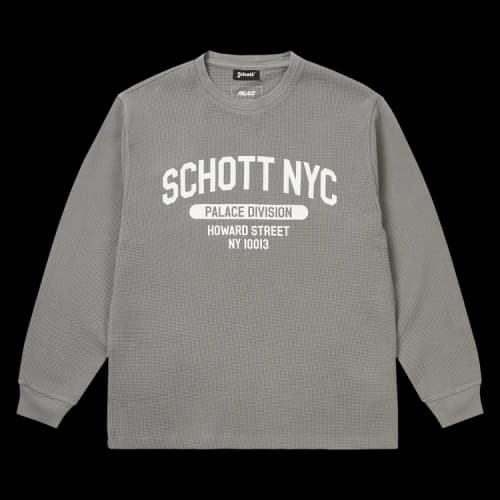 Palace x Schott Waffle Long-Sleeve 'Grey'