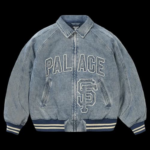 Palace x San Francisco Giants Denim Varsity Jacket 'Stone Wash'