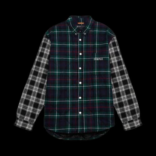 PURPLE BRAND Quilted Plaid Shirt 'Green'