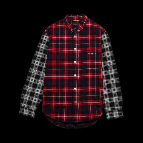 PURPLE BRAND Quilted Plaid Shirt 'Red'
