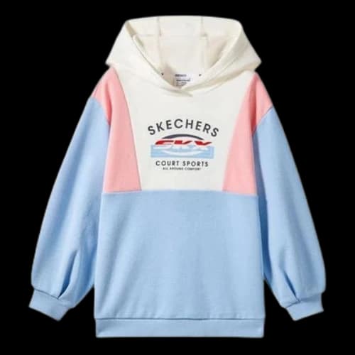 (GS) Skechers SKX Letter Printed Hoodie 'Blue White Pink'