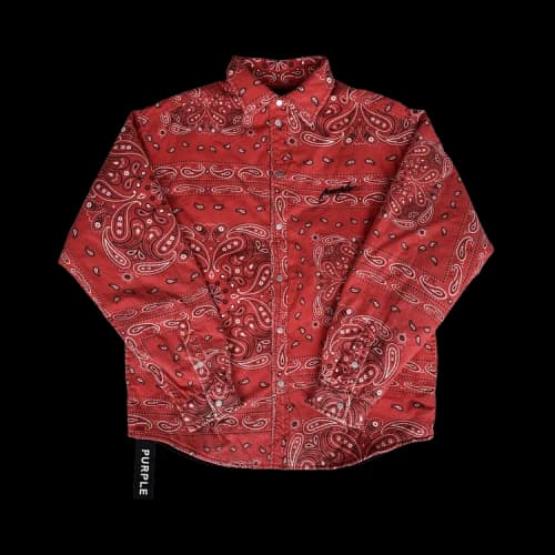 PURPLE BRAND Padded Quilt Lined Bandana Shirt 'Red'