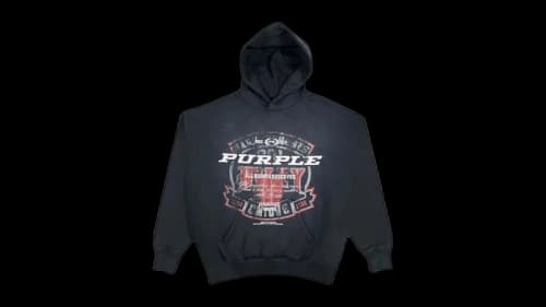 Purple Brand Logo HWT Fleece Pullover Hoodie Black