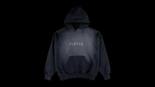 Purple Brand Typeout HWT Fleece Pullover Hoodie Black
