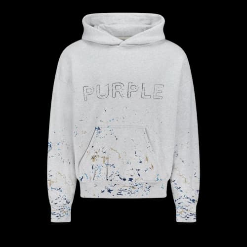 PURPLE BRAND Paint Splatter Logo Hoodie 'Grey'