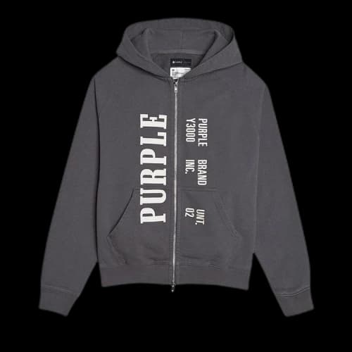 PURPLE BRAND History 2 Way Zip Hoodie 'Charcoal'