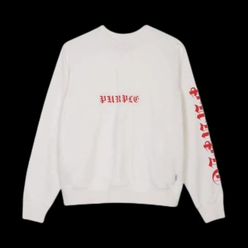 PURPLE BRAND Gothic Wordmark Crewneck Sweatshirt 'White'