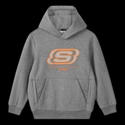 (GS) Skechers S Letter Printed Hoodied 'Grey Orange Black White'