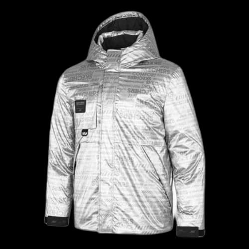 Skechers Letter Printed Hooded Down Jacket 'Silver Black'