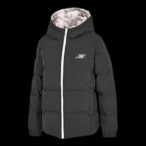 Skechers Lightweight Warm Reversible Down Jacket 'Black Grey Purple' (Women's)